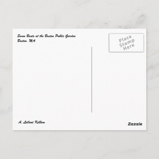 Boston Public Garden Swan Boats Briefkaart (Achterkant)