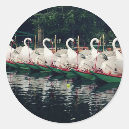 Boston Public Gardens Swan Boats Ronde Sticker (Voorkant)