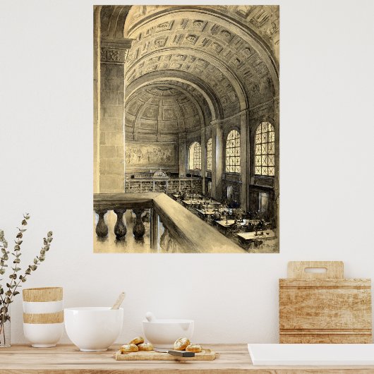 Boston Public Library Bates Hall 1896 Poster (Keuken)