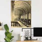 Boston Public Library Bates Hall 1896 Poster (Thuiskantoor)