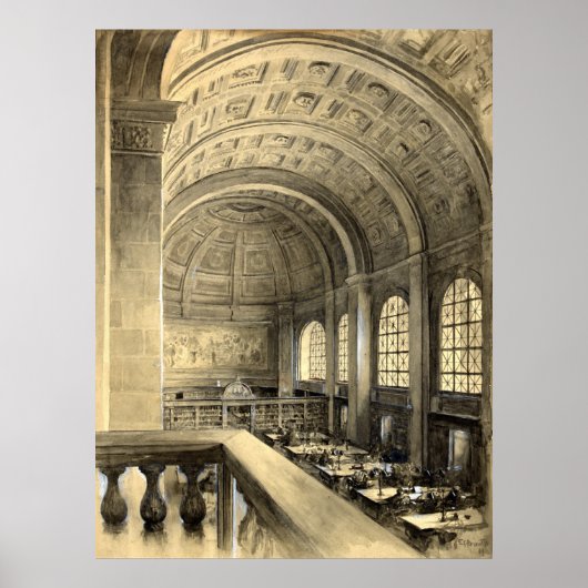 Boston Public Library Bates Hall 1896 Poster (Voorkant)
