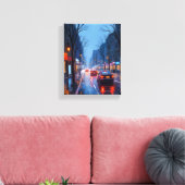 Boston Rain | Downtown City Street Massachusetts Canvas Afdruk (Insitu (Woonkamer))