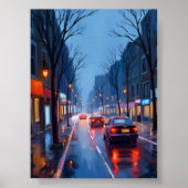 Boston Rain | Downtown City Street Massachusetts Poster (Voorkant)