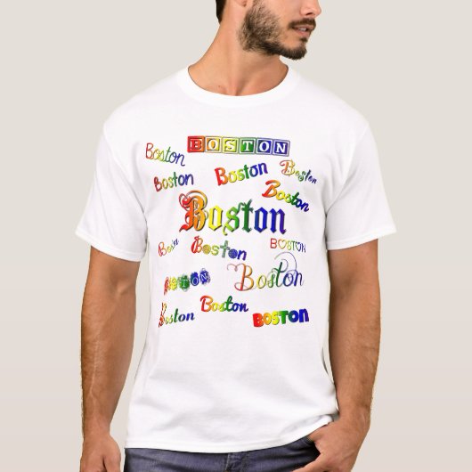 Boston Rainbow Fonts T-shirt (Voorkant)