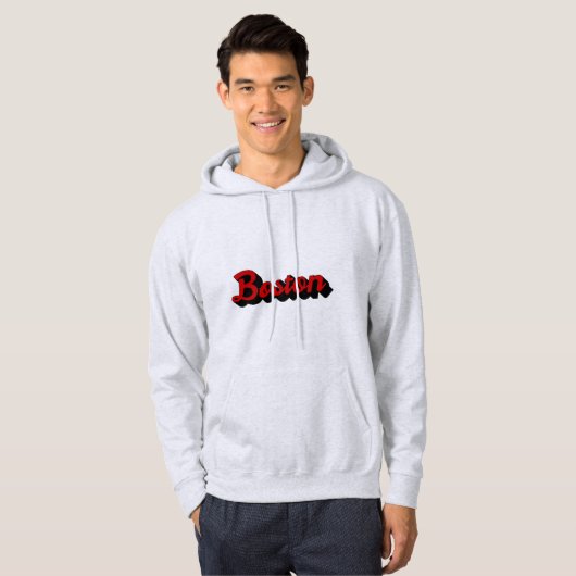 Boston Red en Black Hoodie (Voorkant volledig)