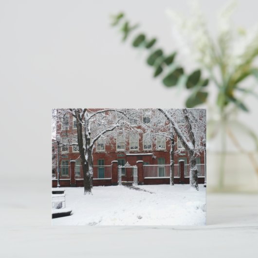 Boston Red School House in Winter White Snow Briefkaart (Staand voorkant)