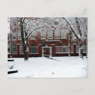Boston Red School House in Winter White Snow Briefkaart