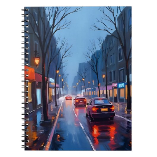 Boston Regen | Straat in het centrum van de stad M Notitieboek (Voorkant)