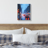 Boston Regen | Straat in het centrum van Massachus Canvas Afdruk (Insitu (Slaapkamer))