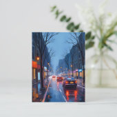 Boston Regen | Straat in het stadscentrum Massachu Briefkaart (Staand voorkant)