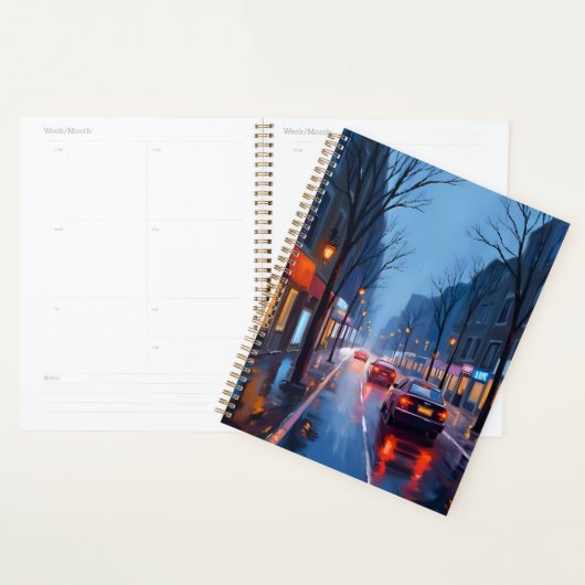 Boston Regen | Straat in het stadscentrum Massachu Planner (Display)