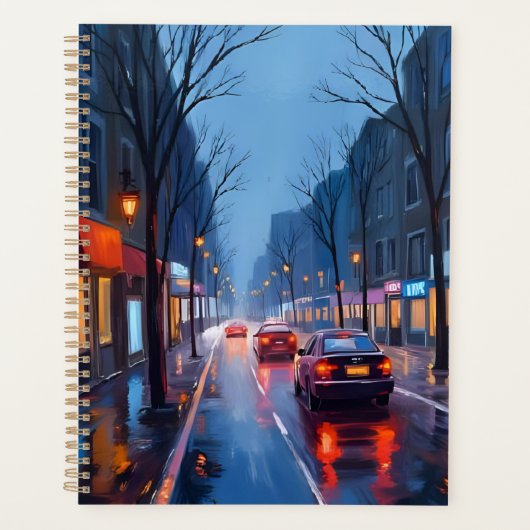 Boston Regen | Straat in het stadscentrum Massachu Planner (Voorkant)