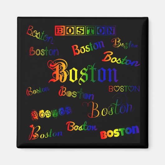 Boston Regenboog Lettertypen Magneet (Voorkant)