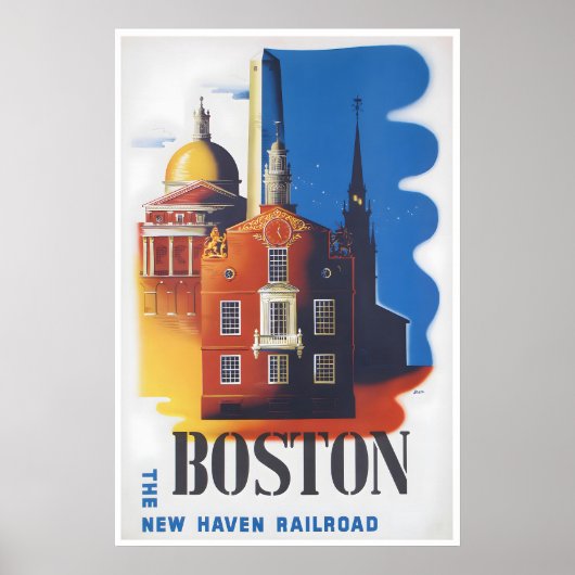 Boston Reisposter Massachusetts Kunstprint Poster (Voorkant)