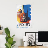 Boston Reisposter Massachusetts Kunstprint Poster (Thuiskantoor)