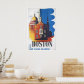 Boston Reisposter Massachusetts Kunstprint Poster (Keuken)