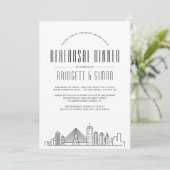 Boston repetitie diner | Skyline-uitnodiging Kaart (Staand voorkant)