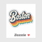 Boston Retro Groovy 70s Regenboog Laagjes Tekst Sticker (Vel)