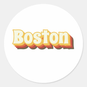 Boston Retro  Tekst Ronde Sticker