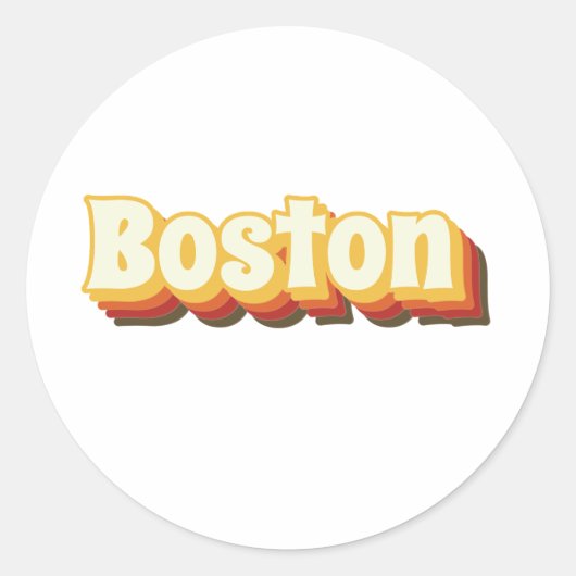 Boston Retro  Tekst Ronde Sticker (Voorkant)