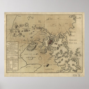  Boston Revolutionary War Map (1775) Poster
