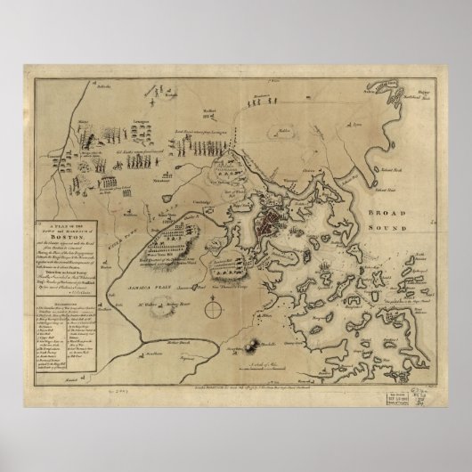 Boston Revolutionary War Map (1775) Poster (Voorkant)