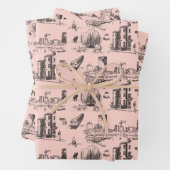  Boston Roze en Zwart Inpakpapier Vel (In situ)