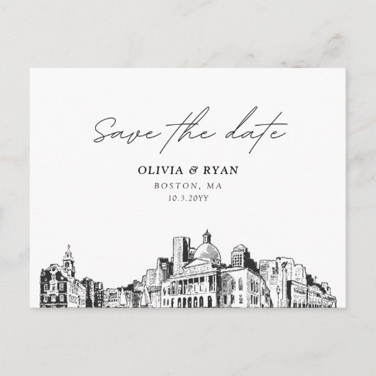 Boston Save the Date Briefkaart Wedding (Voorkant)