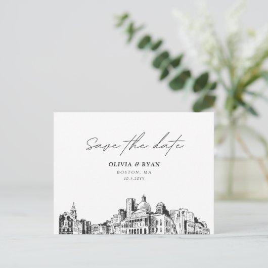 Boston Save the Date Briefkaart Wedding (Staand voorkant)