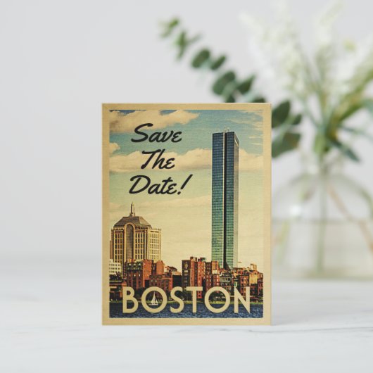 Boston Save the Date  Briefkaarten (Staand voorkant)