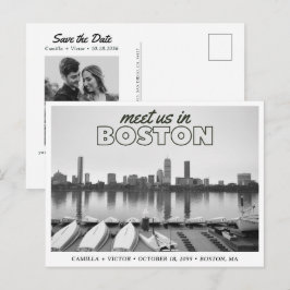 Boston Save the Date Retro Skyline Ansichtkaart Briefkaart