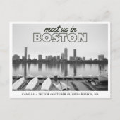 Boston Save the Date Retro Skyline Postcard Briefkaart (Voorkant)