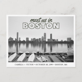 Boston Save the Date Retro Skyline Postcard Briefkaart