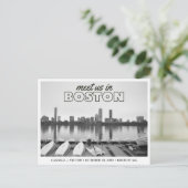 Boston Save the Date Retro Skyline Postcard Briefkaart (Staand voorkant)