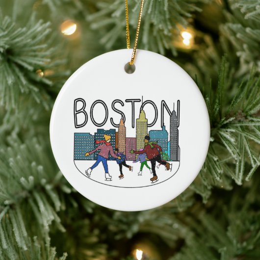Boston schaatsen personaliseren de rug keramisch ornament (Boom)