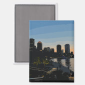 Boston Seaport Sunset City Skyline Watercolor Magneet (Voorkant / Achterkant)