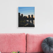 Boston Seaport Zonsondergang Stadssilhouet Canvas Afdruk (Insitu (Woonkamer))
