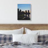 Boston Seaport Zonsondergang Stadssilhouet Canvas Afdruk (Insitu (Slaapkamer))