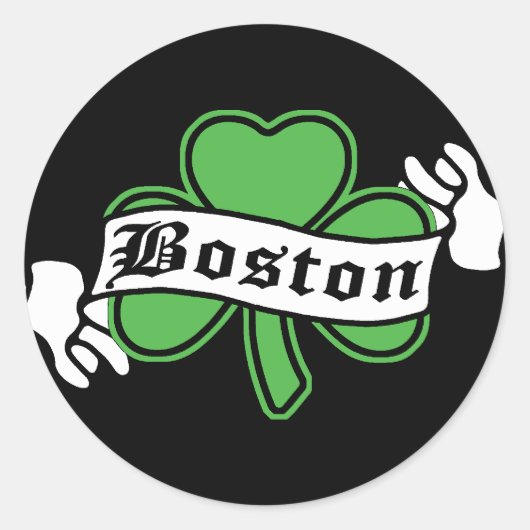 Boston Shamrock Ronde Sticker (Voorkant)