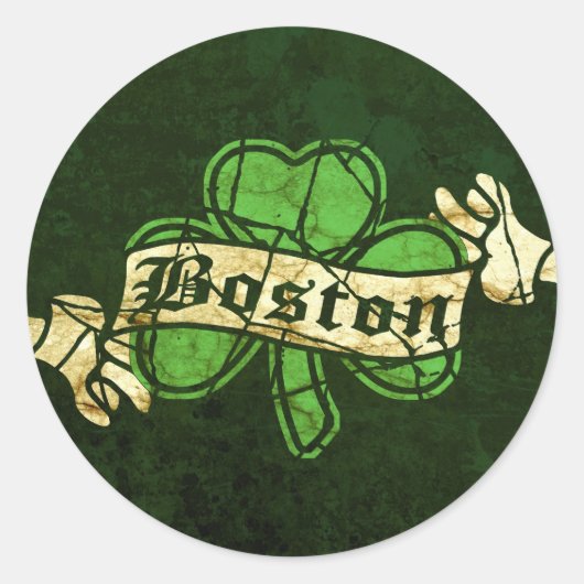Boston Shamrock Style Ronde Sticker (Voorkant)