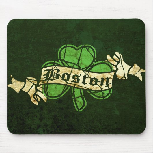 Boston Shamrock Vintage Stijl Muismat (Voorkant)