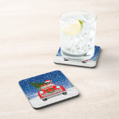 Boston shier Dog rijdt met sneeuwkerst Bier Onderzetter (Rechterzijde)