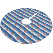 Boston shier Dog rijdt met sneeuwkerst Kerstboom Rok (Gekanteld)