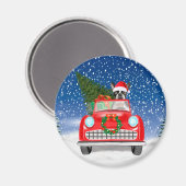 Boston shier Dog rijdt met sneeuwkerst Magneet (Voorkant / Achterkant)