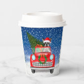 Boston shier Dog rijdt met sneeuwkerst Papieren Bekers (Achterkant)