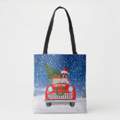 Boston shier Dog rijdt met sneeuwkerst Tote Bag (Voorkant)