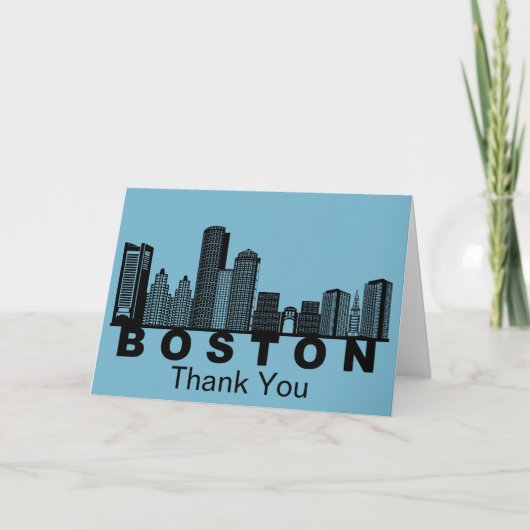 Boston Silhouet van de Stad Bedankkaart (Voorkant)