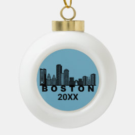 Boston Silhouet van de Stad Keramische Bal Ornament