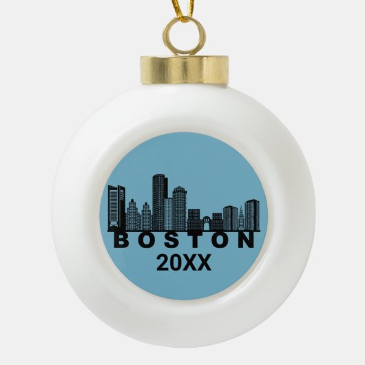 Boston Silhouet van de Stad Keramische Bal Ornament (Voorkant)