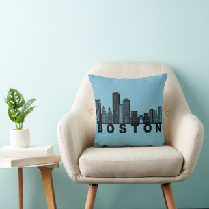 Boston Silhouet van de Stad  Kussen